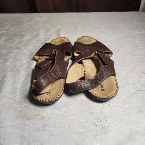 Naturalizer Scout Sandals Flats Womens Size 8.5M Slingback Leather Hook & Loop - Picture 4 of 6